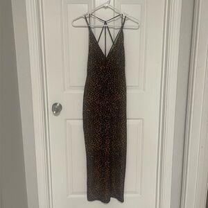 Ecote Leopard Print Strappy Maxi Dress - Black & Brown